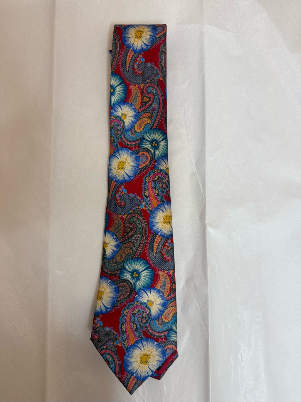 Men's Red Floral Paisley Silk Tie
